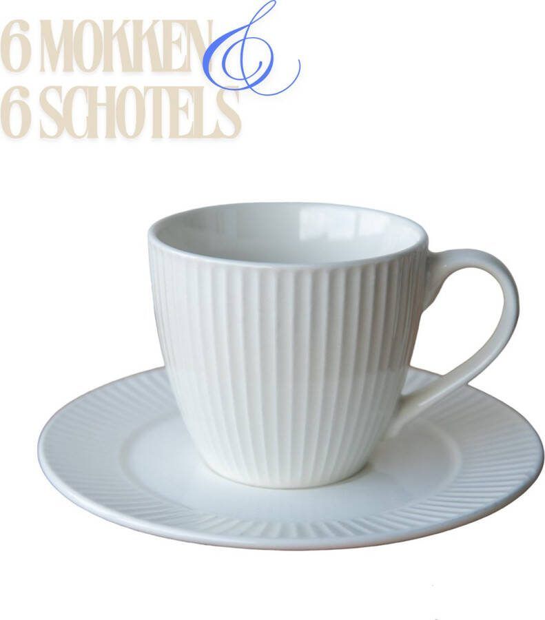 Kaya Home thee- en koffie set 6 mokken en 6 schotels 200 ml K0323