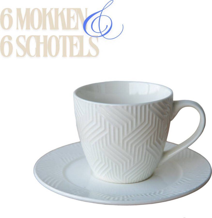 Kaya Home thee- en koffie set 6 mokken en 6 schotels 200 ml K0324