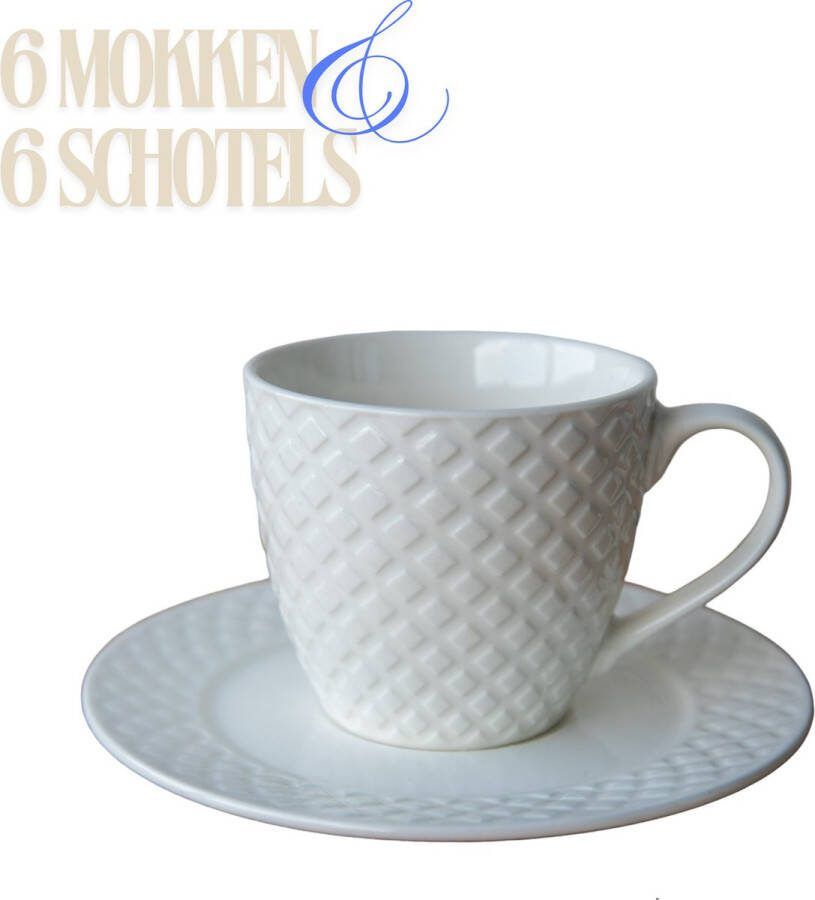 Kaya Home thee- en koffie set 6 mokken en 6 schotels 200 ml K0325