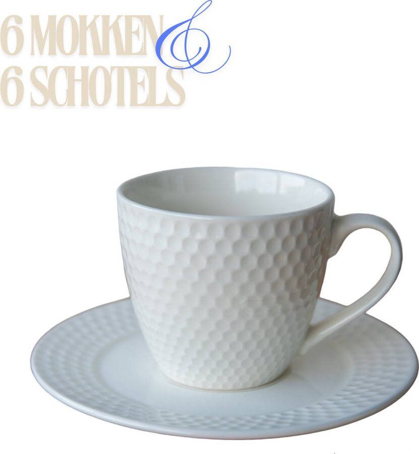 Kaya Home thee- en koffie set 6 mokken en 6 schotels 200 ml K0326