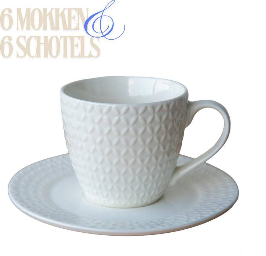 Kaya Home thee- en koffie set 6 mokken en 6 schotels 200 ml K0328