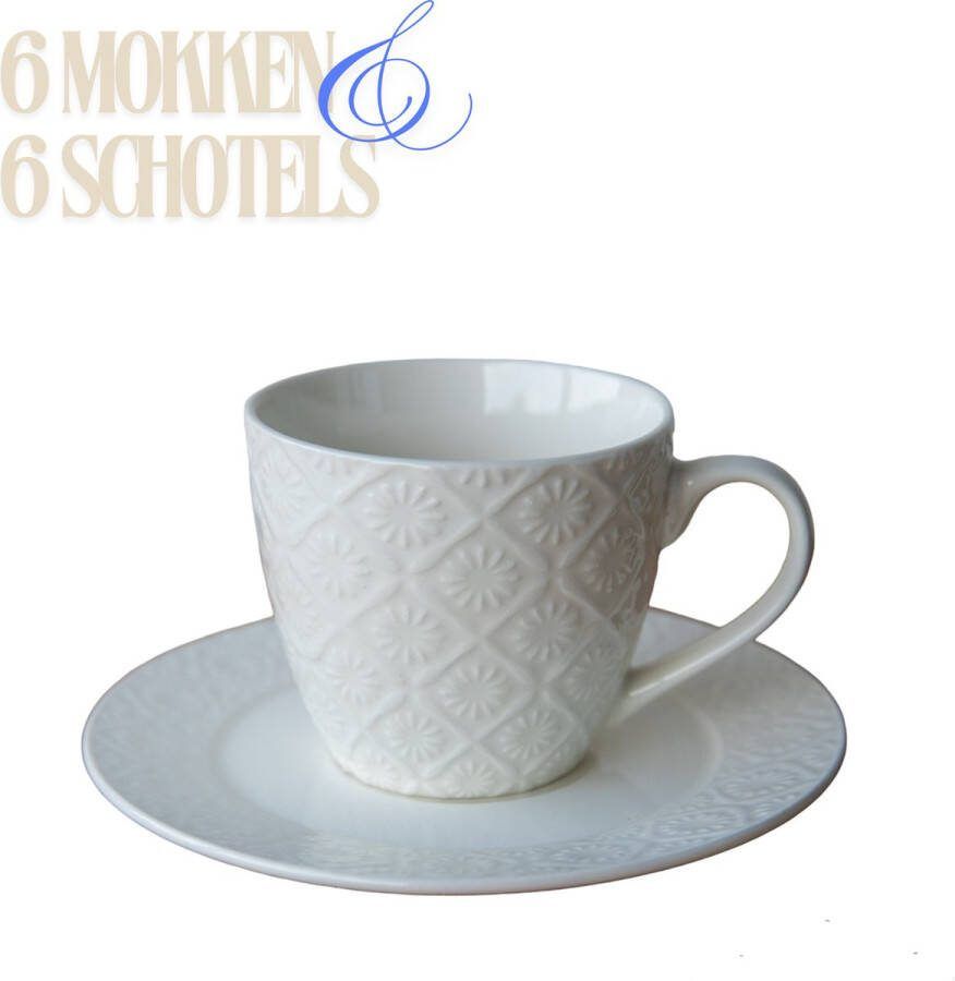 Kaya Home thee- en koffie set 6 mokken en 6 schotels 200 ml K0329