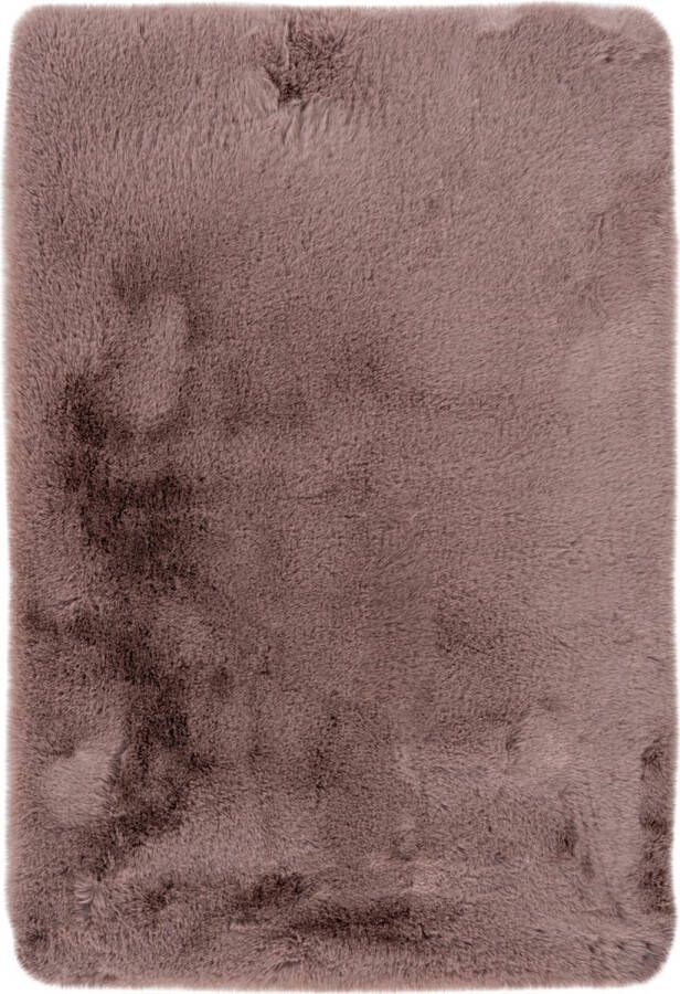 Kayoom Hoogpolig Badkamer Tapijt Wasbaar DonkerBeige Rond 100cm Antislip Douchemat Badmat WC mat Badkamermat
