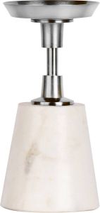 Kayoom Kandelaar Kunst Kaarshouder Woondecoratie Candle Holder Aluminium Marmer Zilver wit