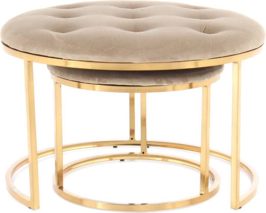 Kayoom Zithoek Kruk Becky 825 2-delige set ronde vorm trendy retro-stijl veelzijdig te gebruiken modern onderhoudsvriendelijk ronde vorm (set 2-delig)