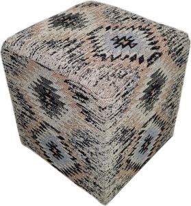 Kayoom Poef solitaire pouf 210 | katoen | grijs | 42 x 42 x 45 cm