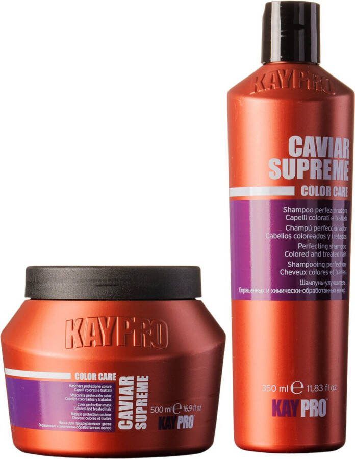 KayPro Caviar Supreme set shampoo 350ml & haarmasker 500ml bundel voor gekleurd haar shampoo & haarmasker haarverzorging set Geschenkset Giftset Kerstcadeau voordeelverpakking ideaal voor het verzorgen van gekleurd haar