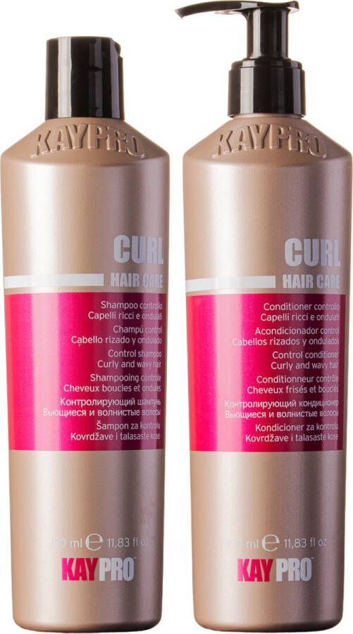 KayPro Curl set shampoo 350ml & conditioner 350ml bundel voor krullend haar shampoo + conditioner haarverzorging set Geschenkset Giftset Kerstcadeau voordeelverpakking ideaal voor het verzorgen van krullend haar