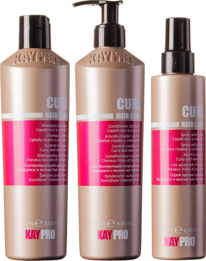 KayPro Curl set shampoo 350ml & conditioner 350ml & haarspray 100ml bundel ideaal voor het verzorgen van krullend haar haarverzorging set Geschenkset Giftset Kerstcadeau voordeelverpakking