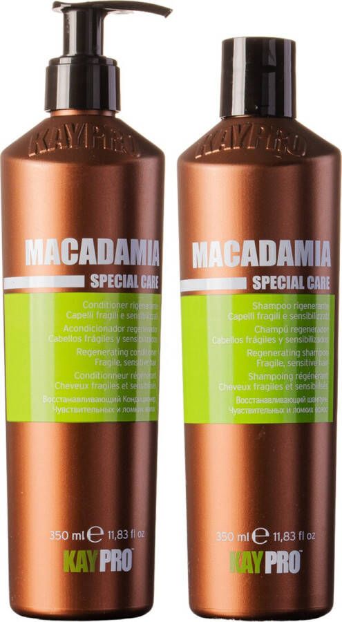 KayPro Macadamia set shampoo 350ml & conditioner 350ml bundel ideaal voor het verzorgen van droog fijn en beschadigd haar haarverzorging set Geschenkset Giftset Kerstcadeau voordeelverpakking