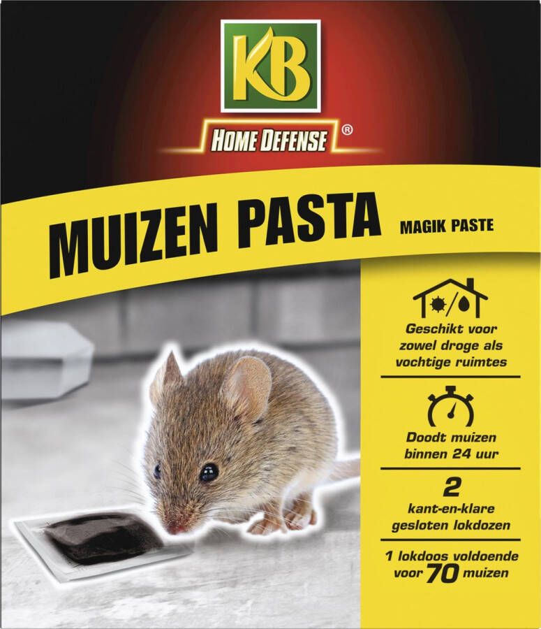 KB Home Defense Muizenlokdoos Magik Paste (pasta) Muizenval Muizen pasta (10g) voldoende voor 70 muizen 2 stuks Muizengif Werkt binnen 24 uur