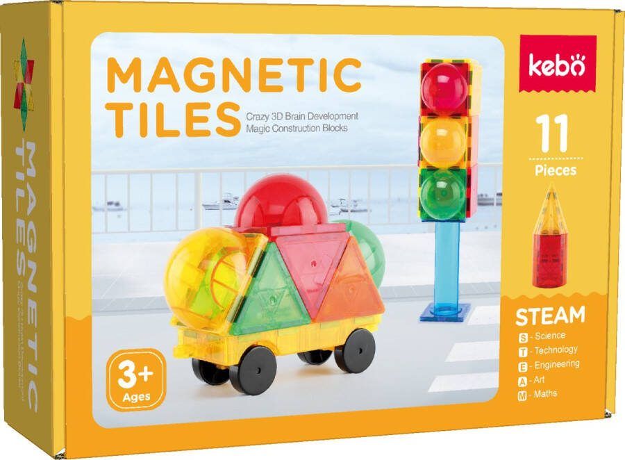 Kebo magnetisch speelgoed magnetic tiles magnetische tegels magnetische bouwstenen constructie speelgoed montessori speelgoed KBM-11