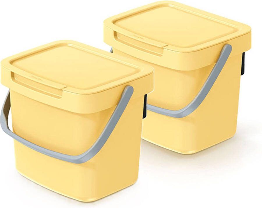 Keden GFT aanrecht afvalbak 2x geel 3L afsluitbaar 19 x 17 x 15 cm klepje hengsel afval scheiden