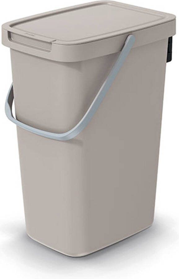 Keden GFT of rest afvalbak beige 25L afsluitbaar 26 x 29 x 48 cm klepje hengsel afval scheiden