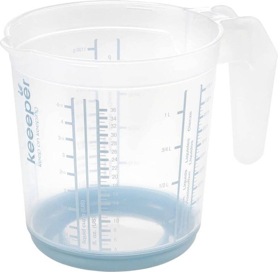 Keeeper maatbeker antislip met handvat 1l nordic blauw Masimmo