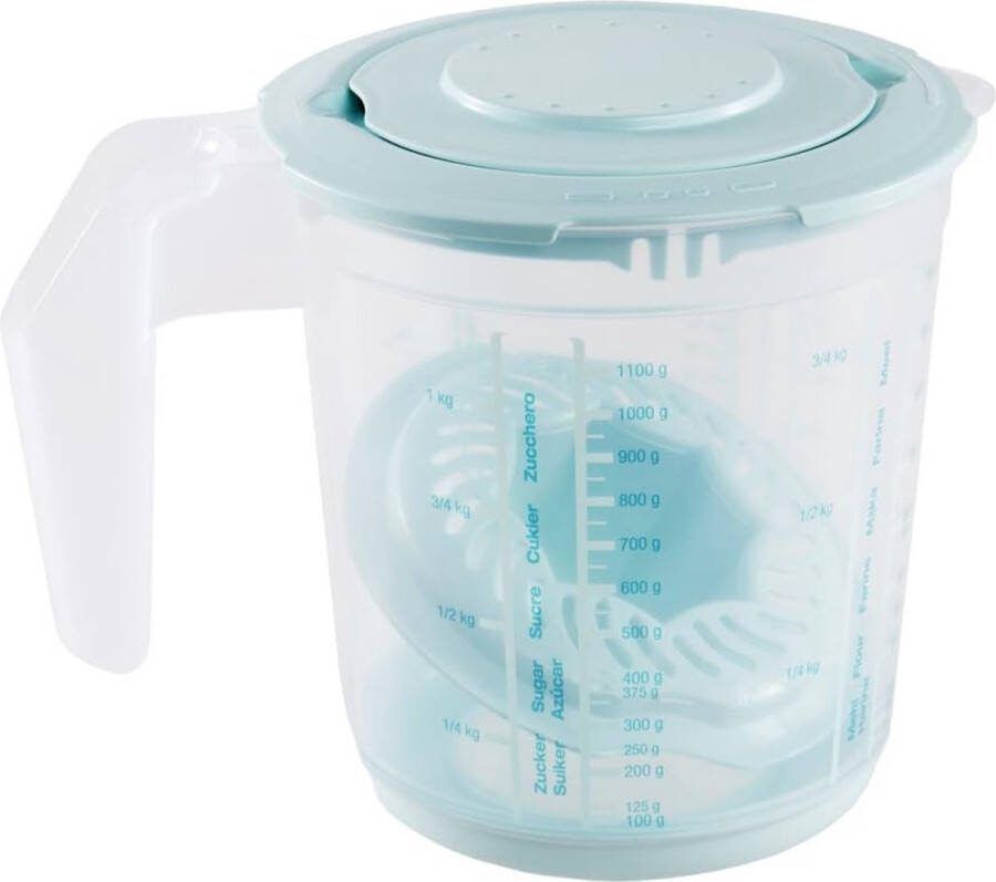 Keeeper Maatbeker met deksel en Citruspers Antislip- 1L 14x15 cm Lichtblauw
