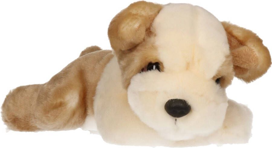 Keel Toys Pluche creme lichtbruine Bulldog puppy honden knuffel 25 cm Knuffel huisdieren