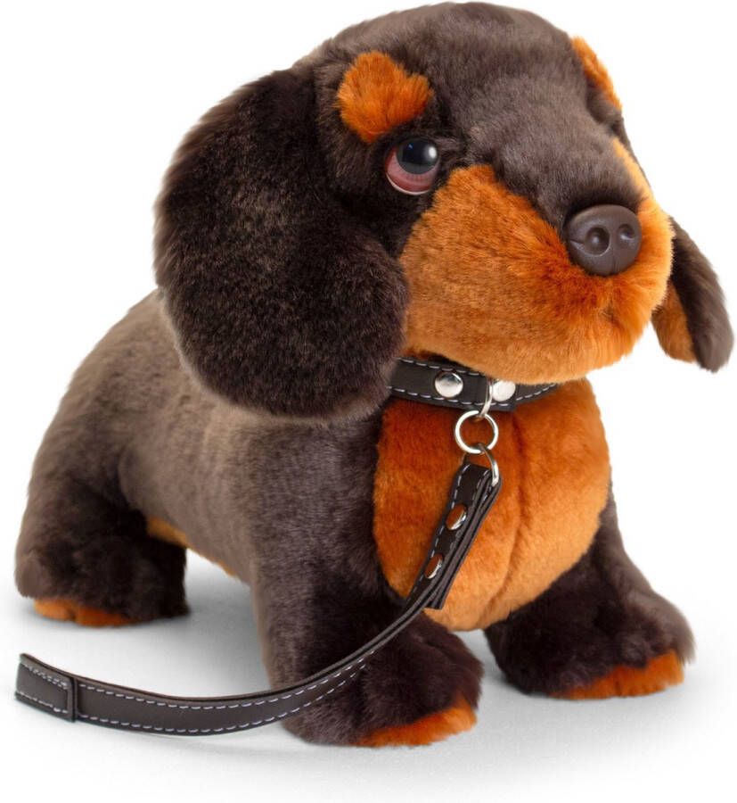 Keel Toys Pluche knuffel dier teckel hond aan lijn 30 cm Knuffel huisdieren