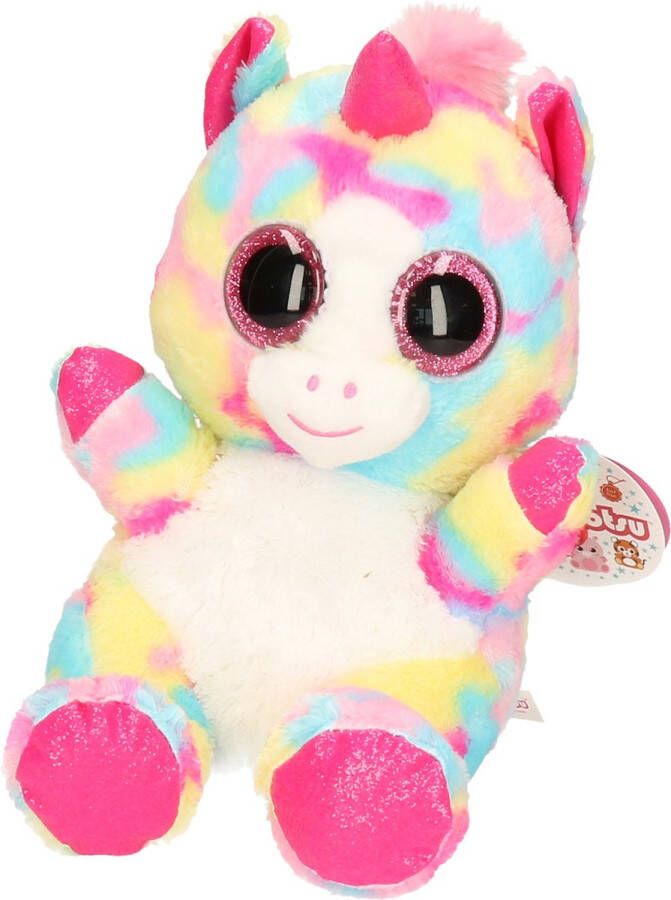 Keel Toys pluche eenhoorn knuffel regenboog kleuren roze geel 25 cm