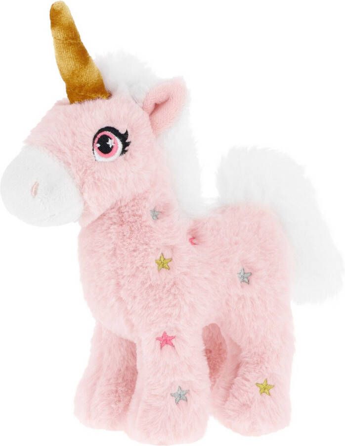 Keel Toys pluche eenhoorn knuffel roze wit 16 cm mystieke dieren met glitter sterren Knuffeldier