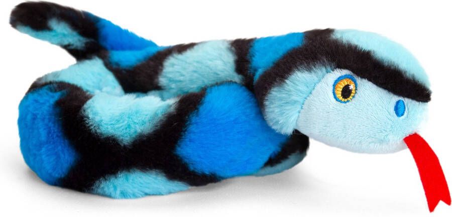 Keel Toys Pluche knuffel dieren kleine opgerolde slang blauw 65 cm Knuffelbeesten reptietel speelgoed