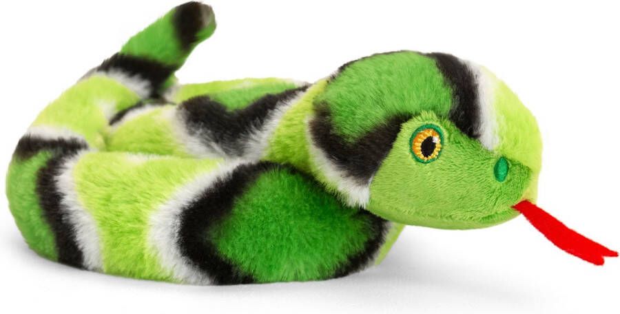 Keel Toys Pluche knuffel dieren kleine opgerolde slang groen 65 cm Knuffelbeesten reptietel speelgoed