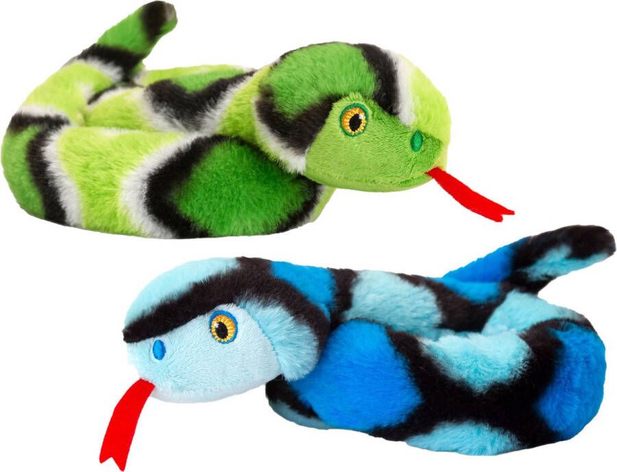 Keel Toys Pluche knuffel dieren kleine opgerolde slangen blauw en groen 65 cm Knuffeldier