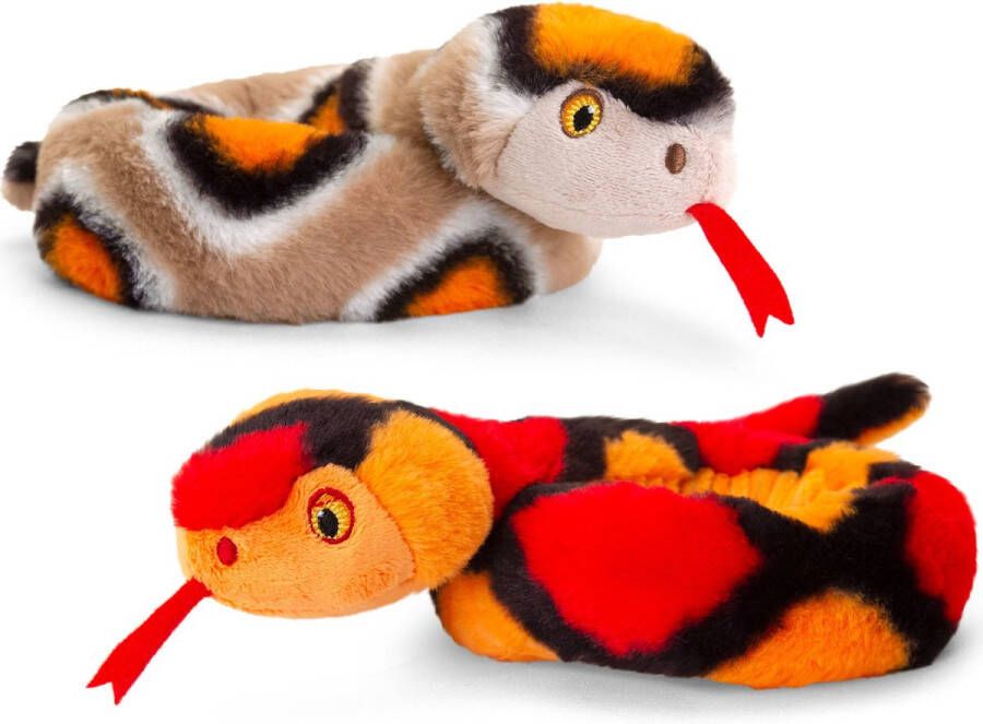 Keel Toys Pluche knuffel dieren kleine opgerolde slangen rood en bruin 65 cm Knuffeldier