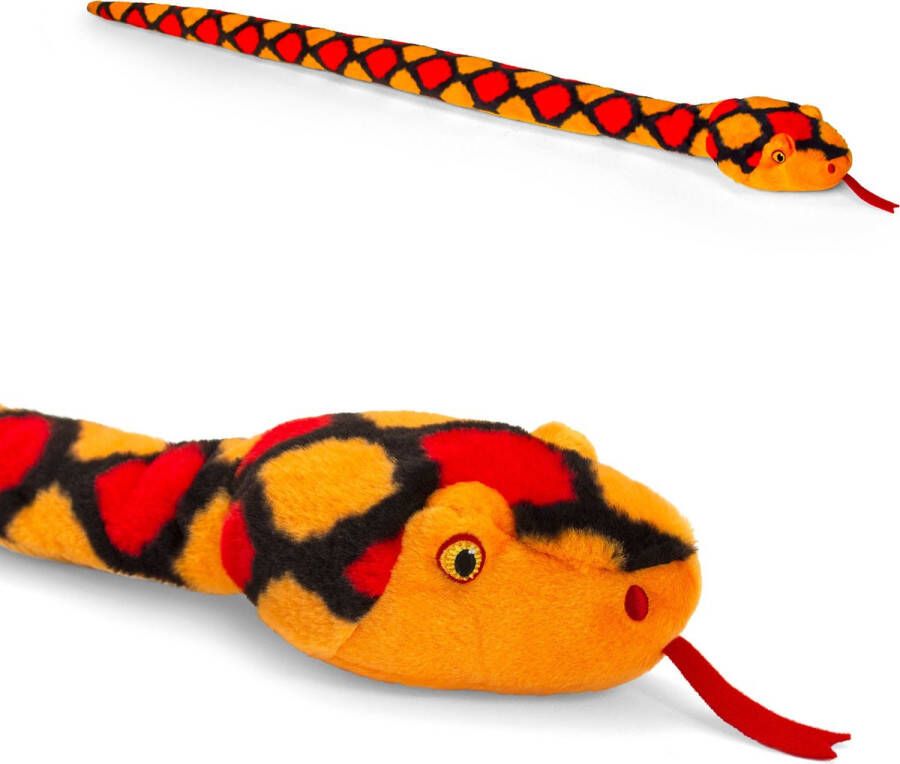 Keel Toys Pluche knuffel dieren slang rood 100 cm Knuffelbeesten reptietel speelgoed