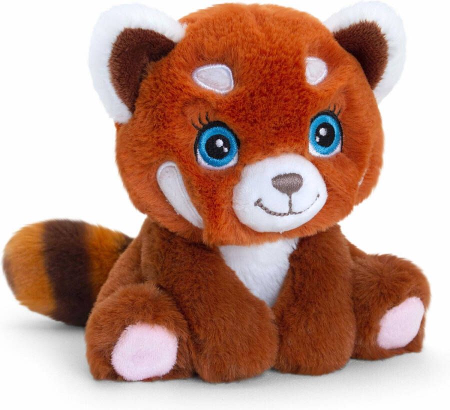 Keel Toys pluche rode Panda knuffeldier rood wit zittend 16 cm Luxe kwaliteit knuffels