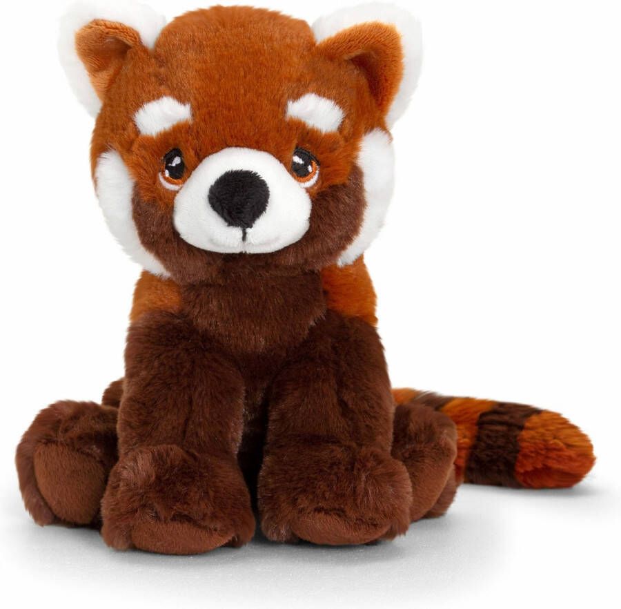Keel Toys pluche rode Panda knuffeldier rood wit zittend 18 cm Luxe Eco kwaliteit knuffels