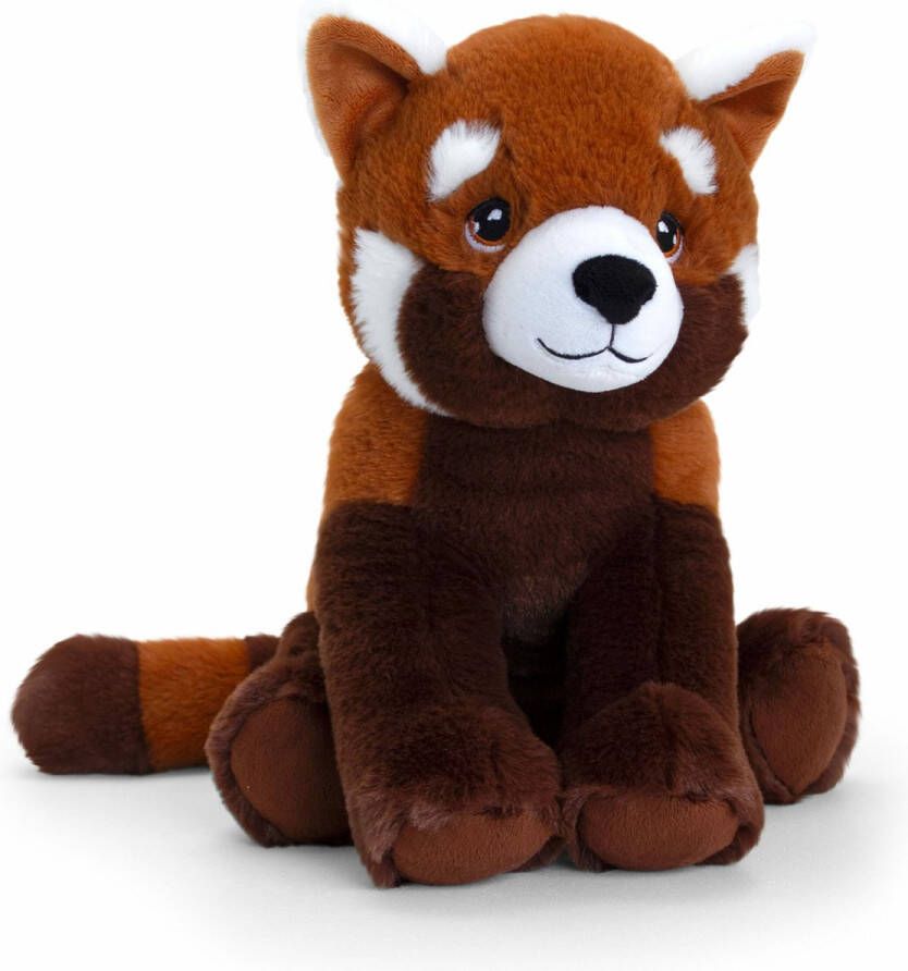Keel Toys pluche rode Panda knuffeldier rood wit zittend 30 cm Luxe Eco kwaliteit knuffels