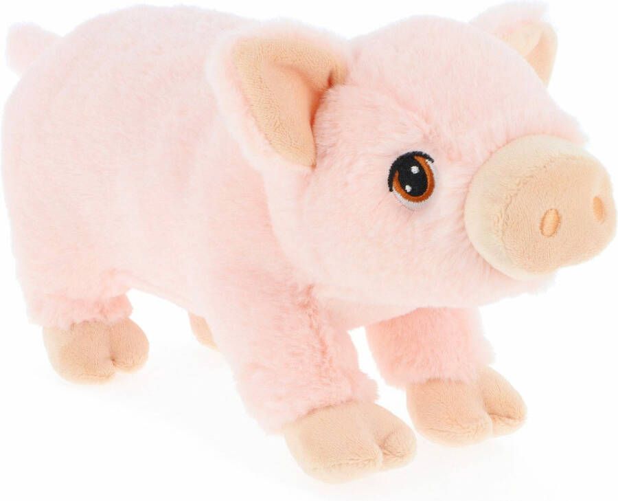 Keel Toys pluche varken biggetje knuffeldier roze lopend 28 cm Luxe Eco kwaliteit knuffels