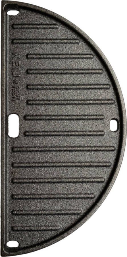 Keij Cast Iron Gietijzeren grillplaat half rond -Compact 33 cm geseasoned