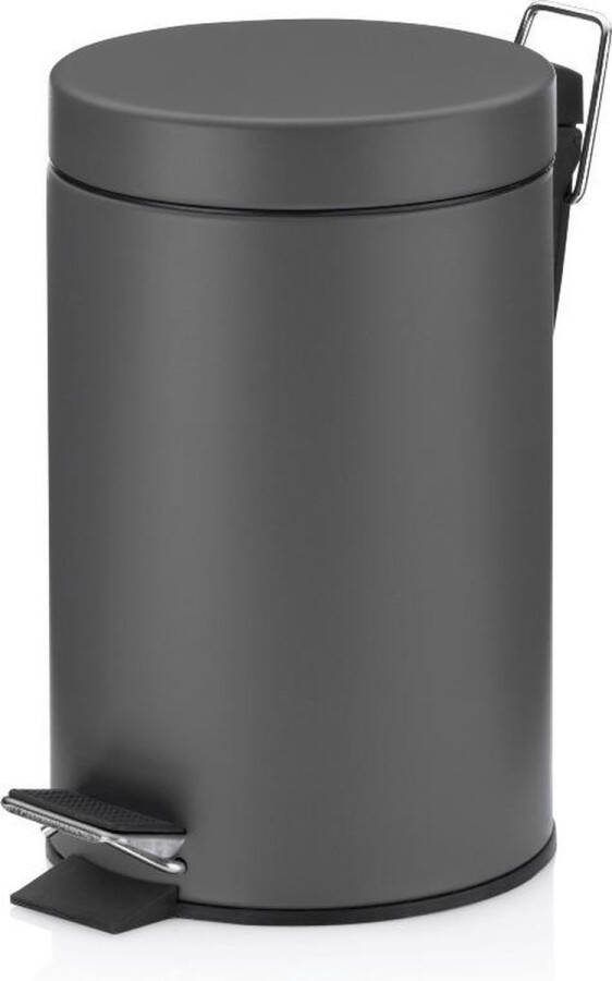 Kela Monaco Pedaal Afvalemmer 3 liter Donker Grijs