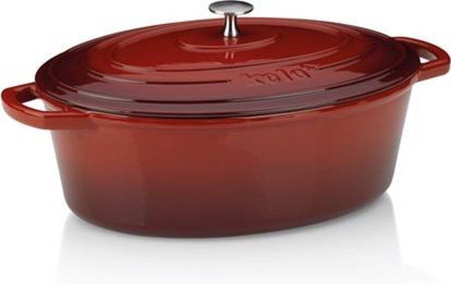 Kela Braadpan Gietijzer Ovaal Rood 33 cm x 26 cm- | Calido