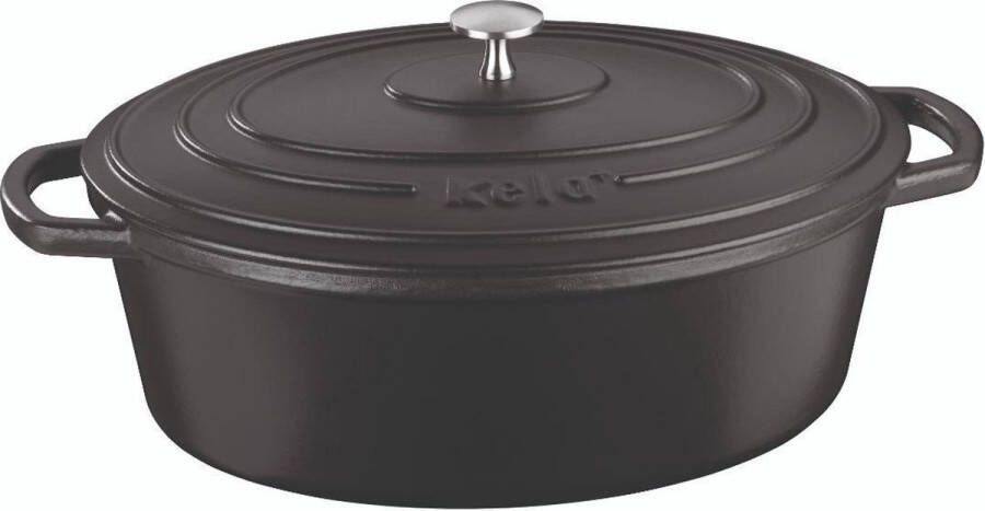 Kela Braadpan Gietijzer Ovaal Zwart 33 cm x 26 cm- | Calido