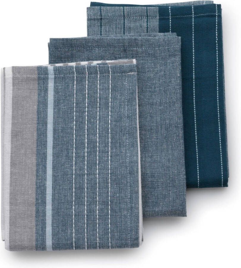 Kela Keuken Pasado Theedoek 3 Designs Set van 12 Stuks PVC Blauw
