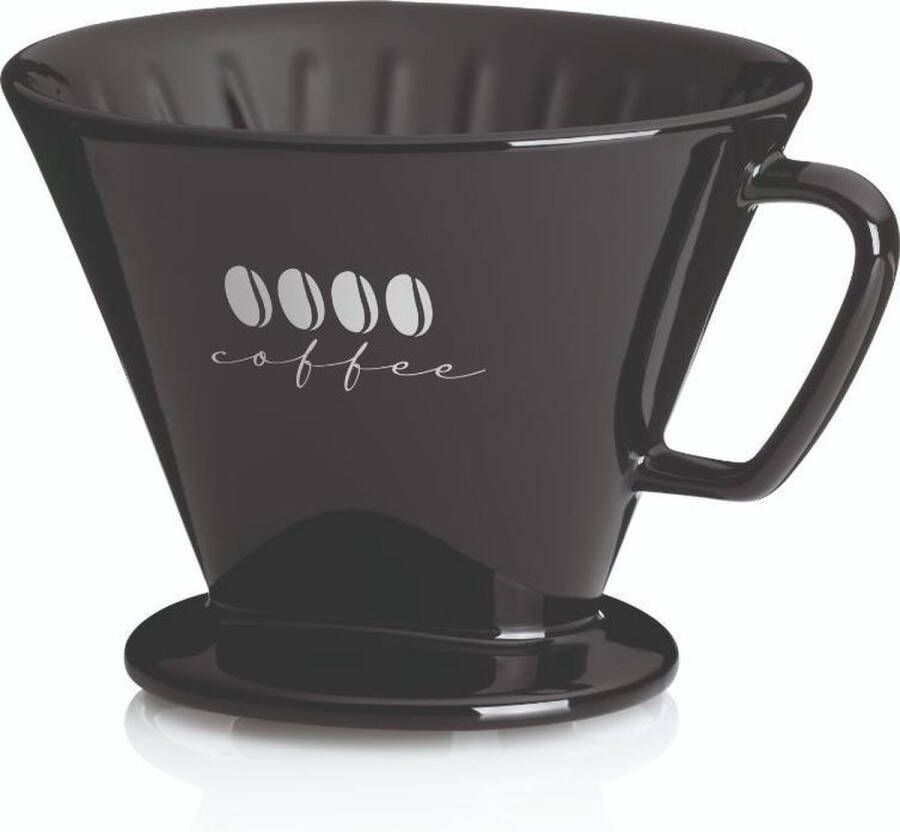 Kela Koffiefilterhouder L Porselein Zwart | Excelsa