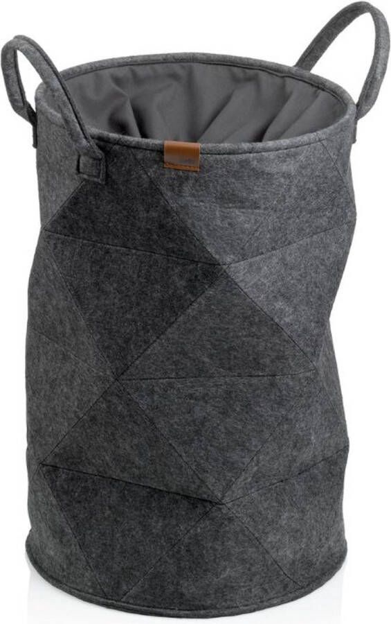 Kela Wasmand met Trekkoord 33 x 50 cm Vilt Rond Donker Grijs Fay