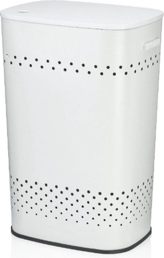 Kela Wasmand Met Zitdeksel 60 L RVS met Poedercoating Wit Malaga