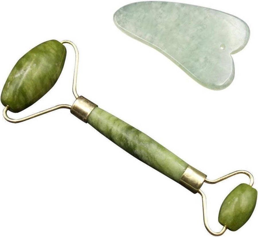 KELERINO. KELERINO Jade Roller Gezichtsmassage Roller Met Gua Sha Schraper Groen
