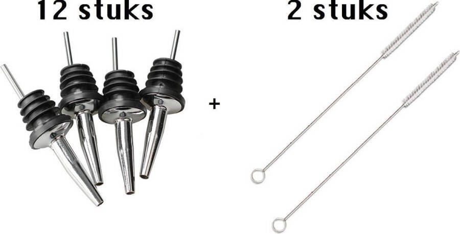 KELERINO. Schenktuiten RVS Rubberen Afsluit Ring 12 schenktuiten en 2 borstel rietjes