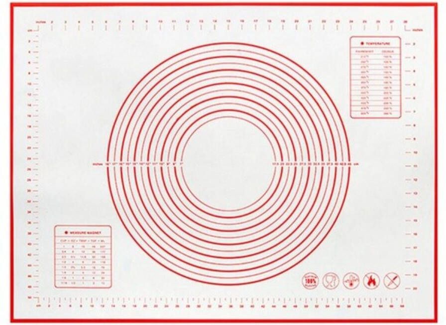 KELERINO. Siliconen Deegmat Silicone 60 x 40 cm Hittebestendig Herbruikbaar Maataanduidingen Groot Rood