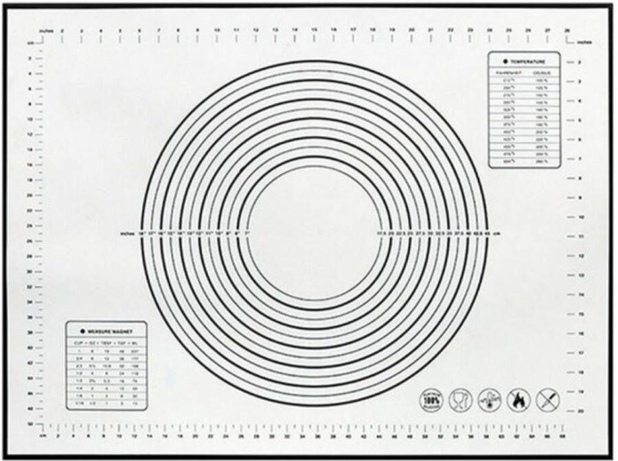 KELERINO. Siliconen Deegmat Silicone 60 x 40 cm Hittebestendig Herbruikbaar Maataanduidingen Groot Zwart
