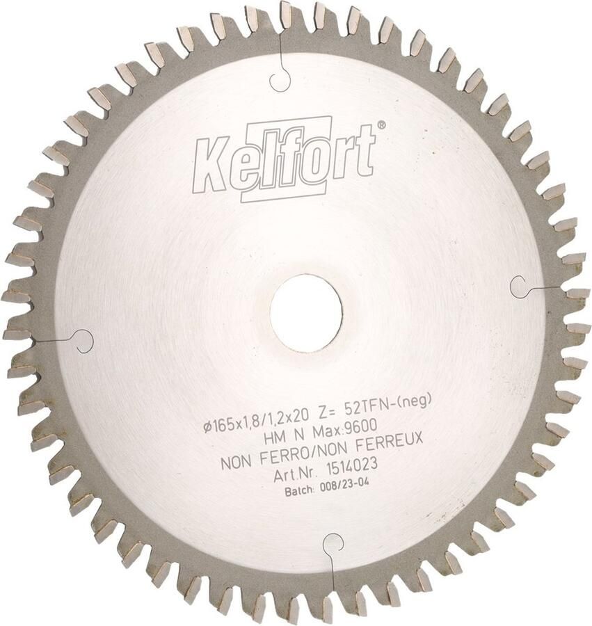 Kelfort HM Zaagblad 165x1.8x20 52T TFN 1514023
