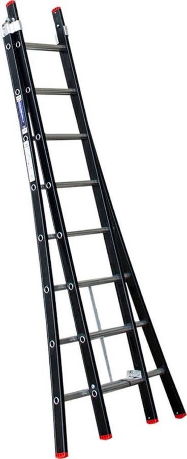 Kelfort Schuifladder Magnus aluminium zwart 2x8 treden