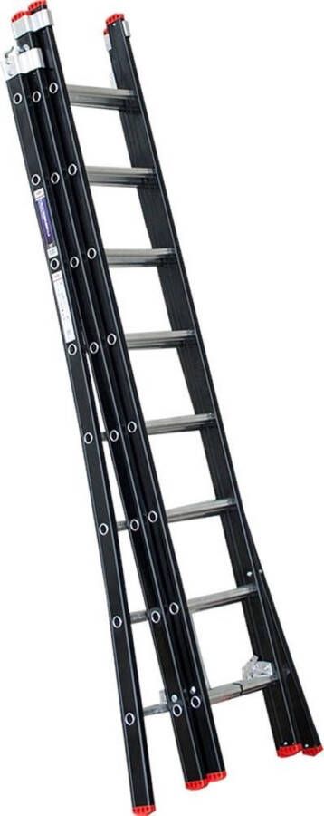 Kelfort Schuifladder Magnus aluminium zwart 3x8 treden