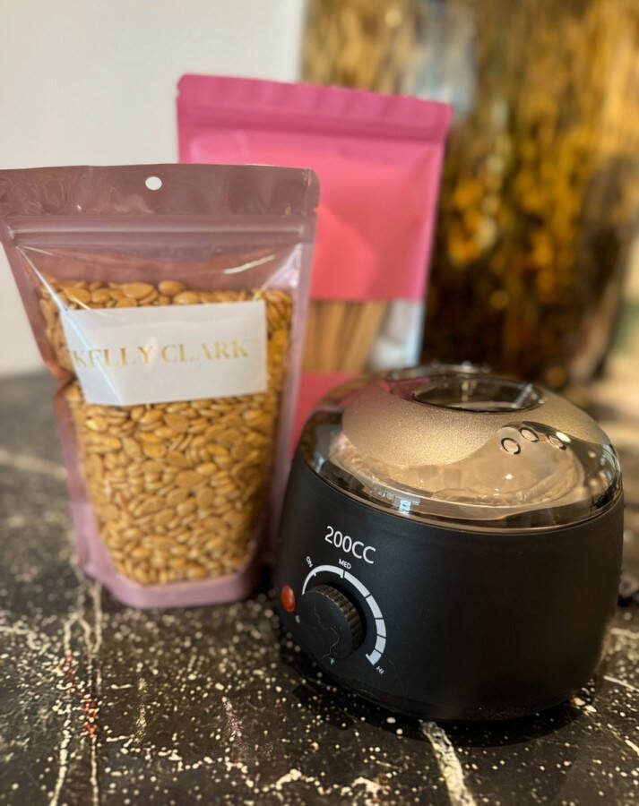 Kelly Clark Wax Heater Verwarmer Wax Parels 250 gram Spatels Parels Hard Wax Zwart Goud