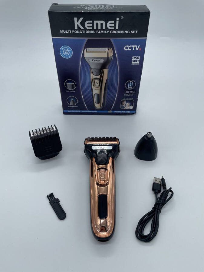 Kemei 3 In 1 Krachtige Elektrische Scheerapparaat Gezichtshaar Trimmer Baard Scheerapparaat multifunctioneel Neus Oor Haar Trimmer Voor Mannen KM-1429